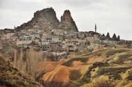 One of the towns in Cappaocia. Now they are filled with resorts and resaurants, some of which are in caves.